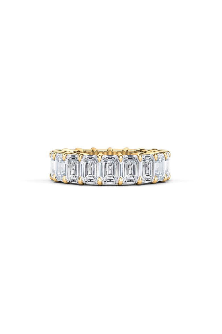 Emerald Cut Lab Created Diamond 18K Gold Eternity Band, Main, color, YELLOW GOLD