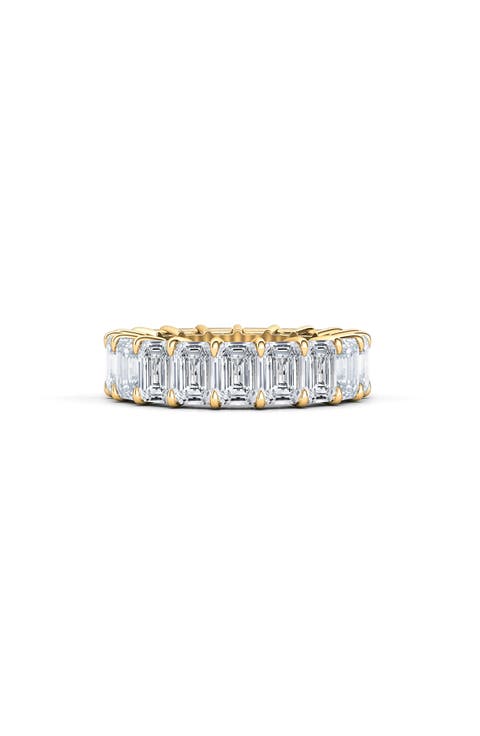 Emerald Cut Lab Created Diamond 18K Gold Eternity Band