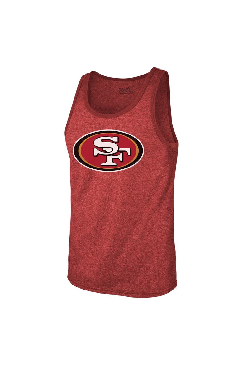 Men's Majestic Threads Christian McCaffrey Scarlet San Francisco 49ers Tri-Blend Player Name & Number Tank Top, Alternate, color, Scarlet