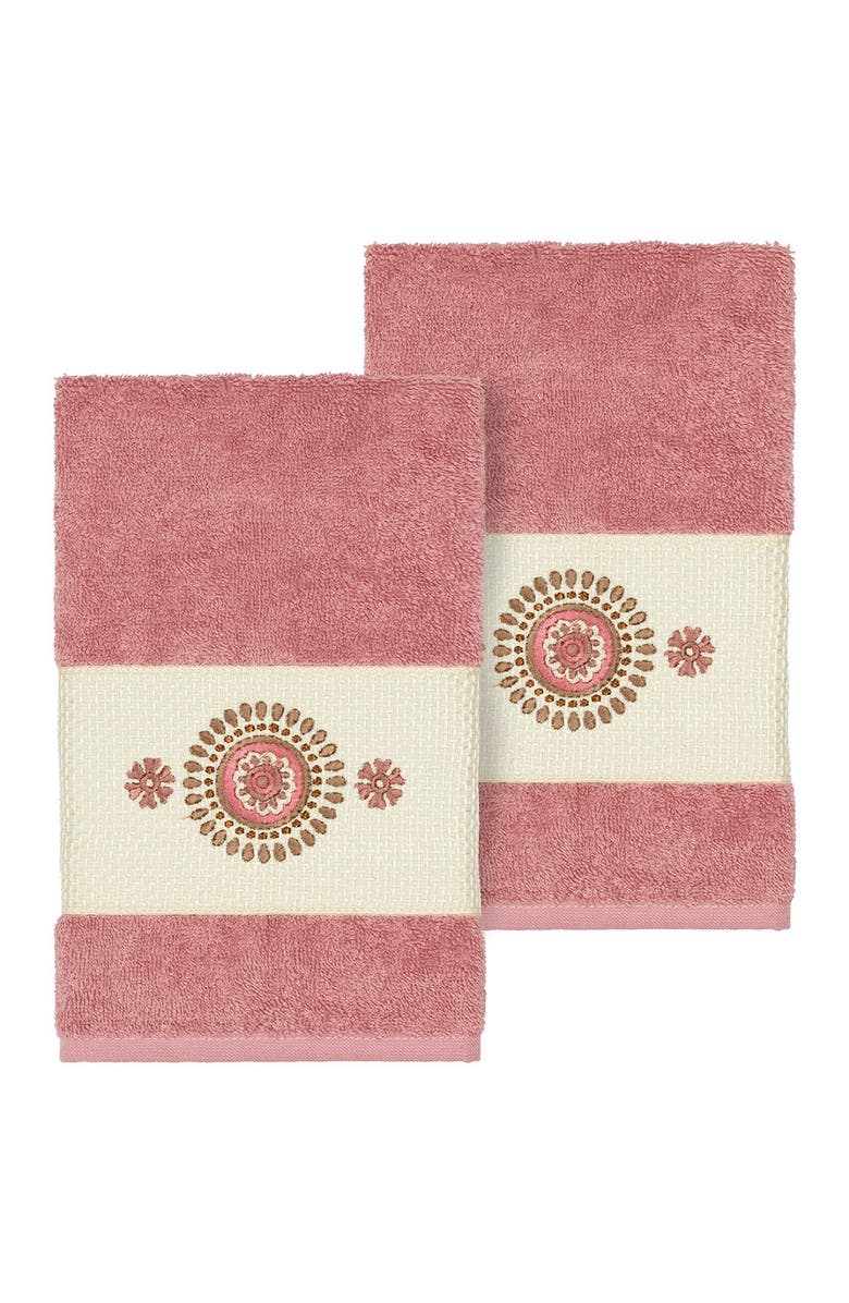 Linum Home Textiles Isabell Embellished Hand Towel - Set of 2 - Tea Rose, Main, color,