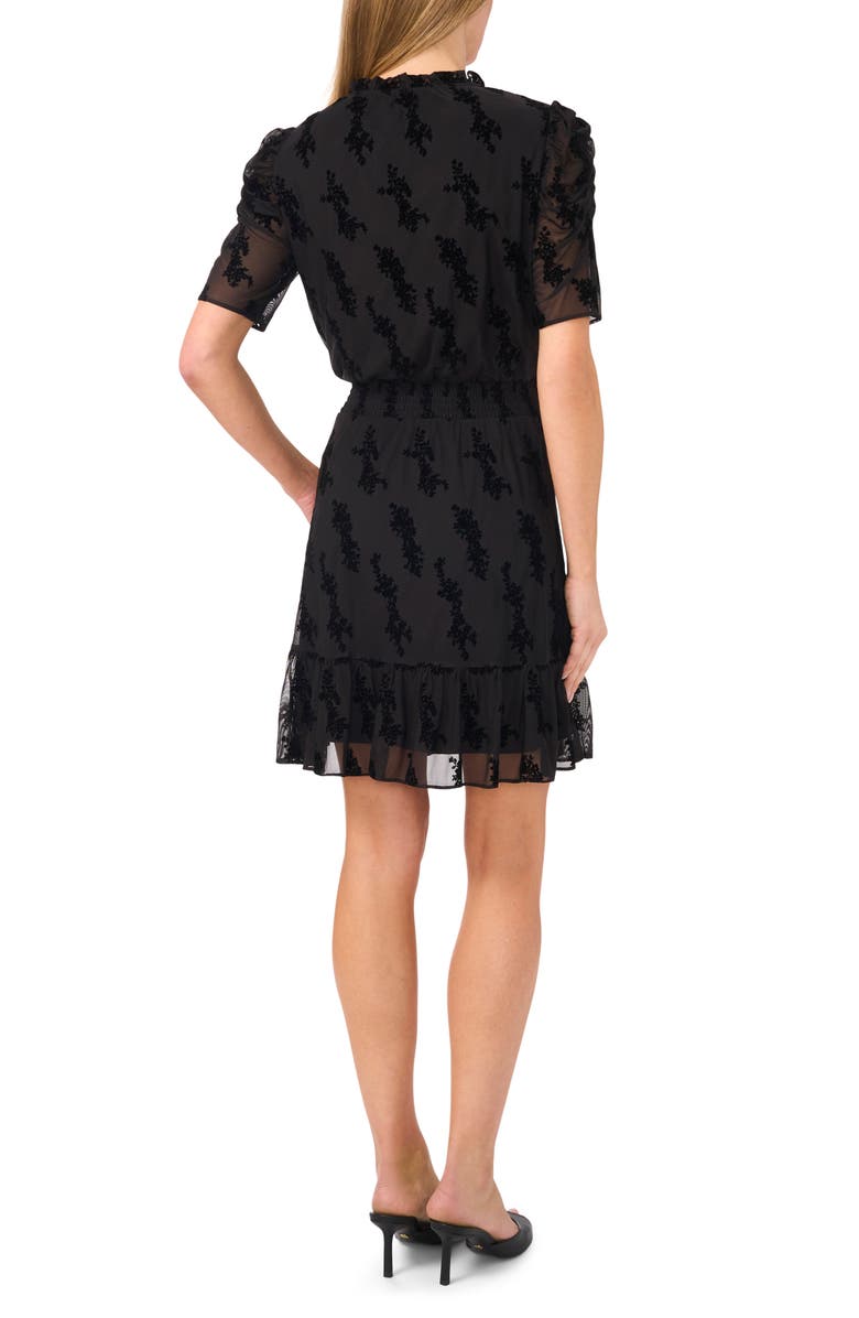 CeCe Keyhole Puff Sleeve Smocked Waist Minidress, Alternate, color, 