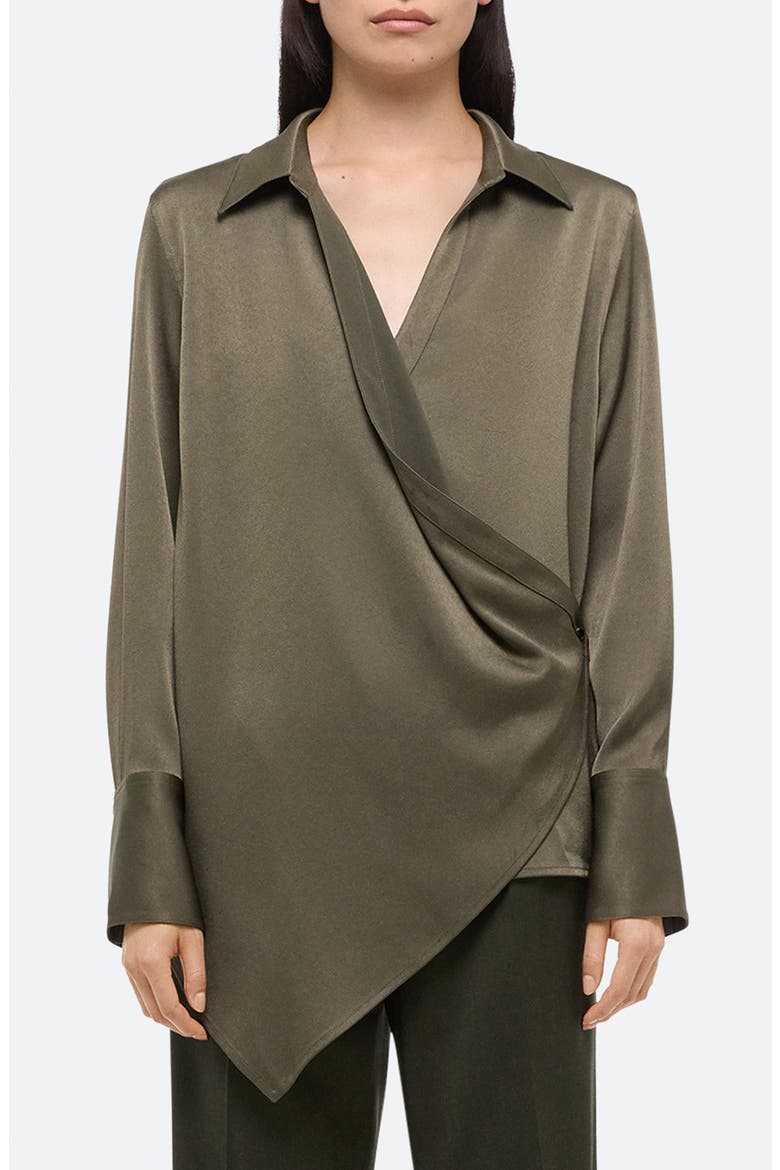Relax Faux Wrap Shirt, Main, color, OLIVE - F0X
