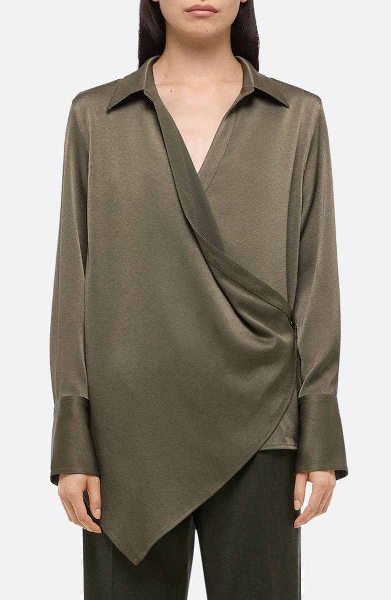 Helmut Lang Relax Faux Wrap Shirt, Main, color, Olive - F0x