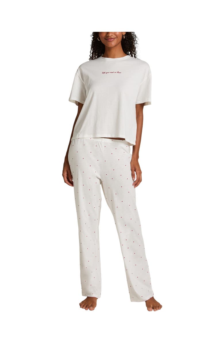 Hunkemöller Pyjama Set Cotton Print, Main, color, Gardenia