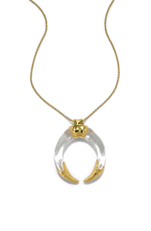 Gilded Tusk Lucite Pendant Necklace