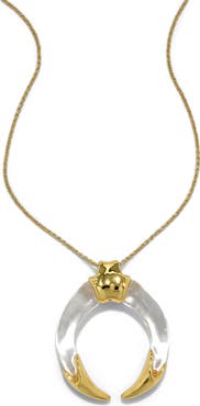 Alexis Bittar Gilded Tusk Lucite Pendant Necklace
