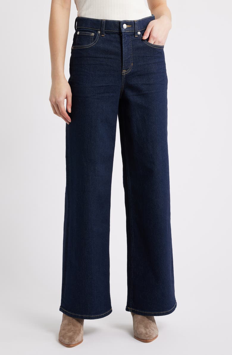 SPANX<sup>®</sup> Authentic Stretch HIgh Waist Wide Leg Jeans, Main, color, Marina Wash