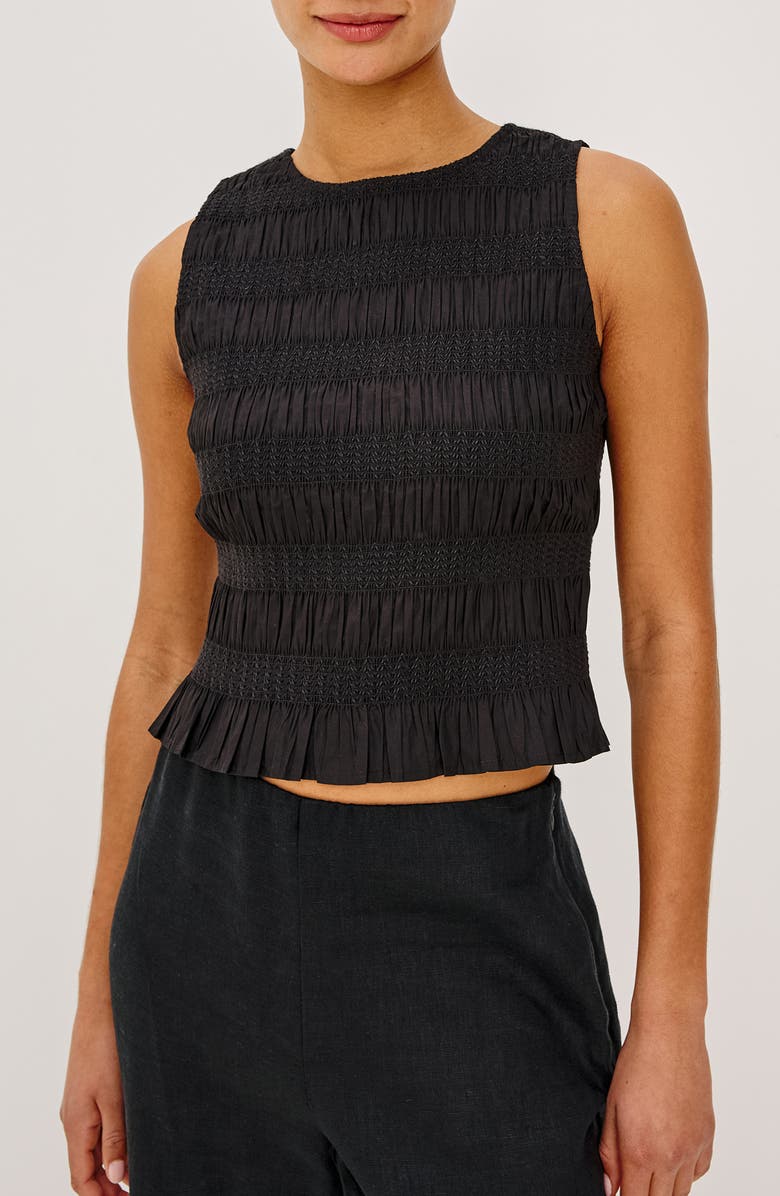 Rails Kane Ruched & Embroidered Shell, Main, color, Black