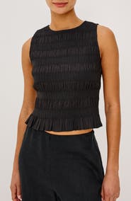 Rails Kane Ruched & Embroidered Shell