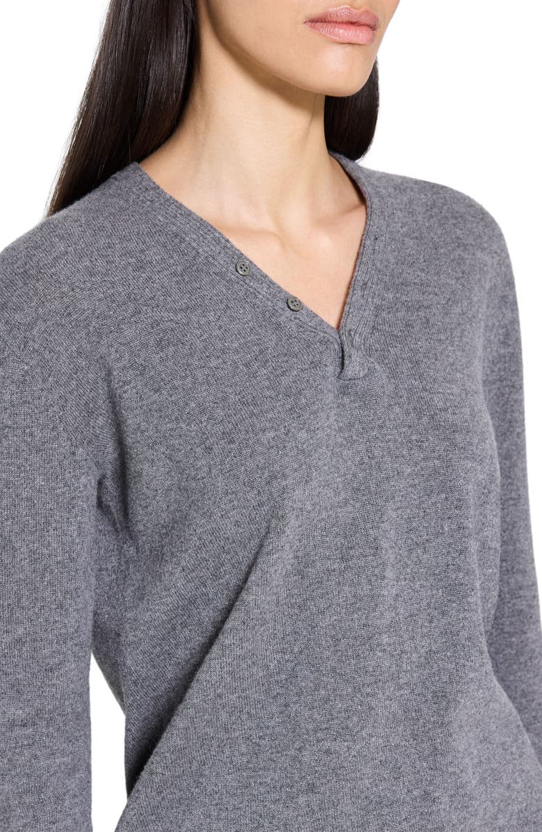 Theory Cashmere Henley Sweater, Alternate, color, Light Charcoal