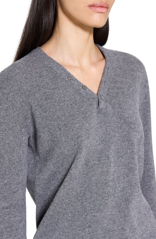 Theory Cashmere Henley Sweater In Gray