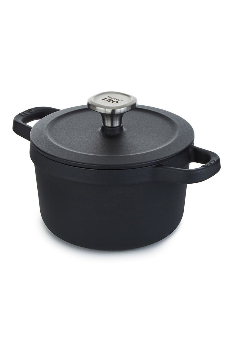 Leo Graphite Enameled Cast Iron Stockpot, Main, color, BLACK