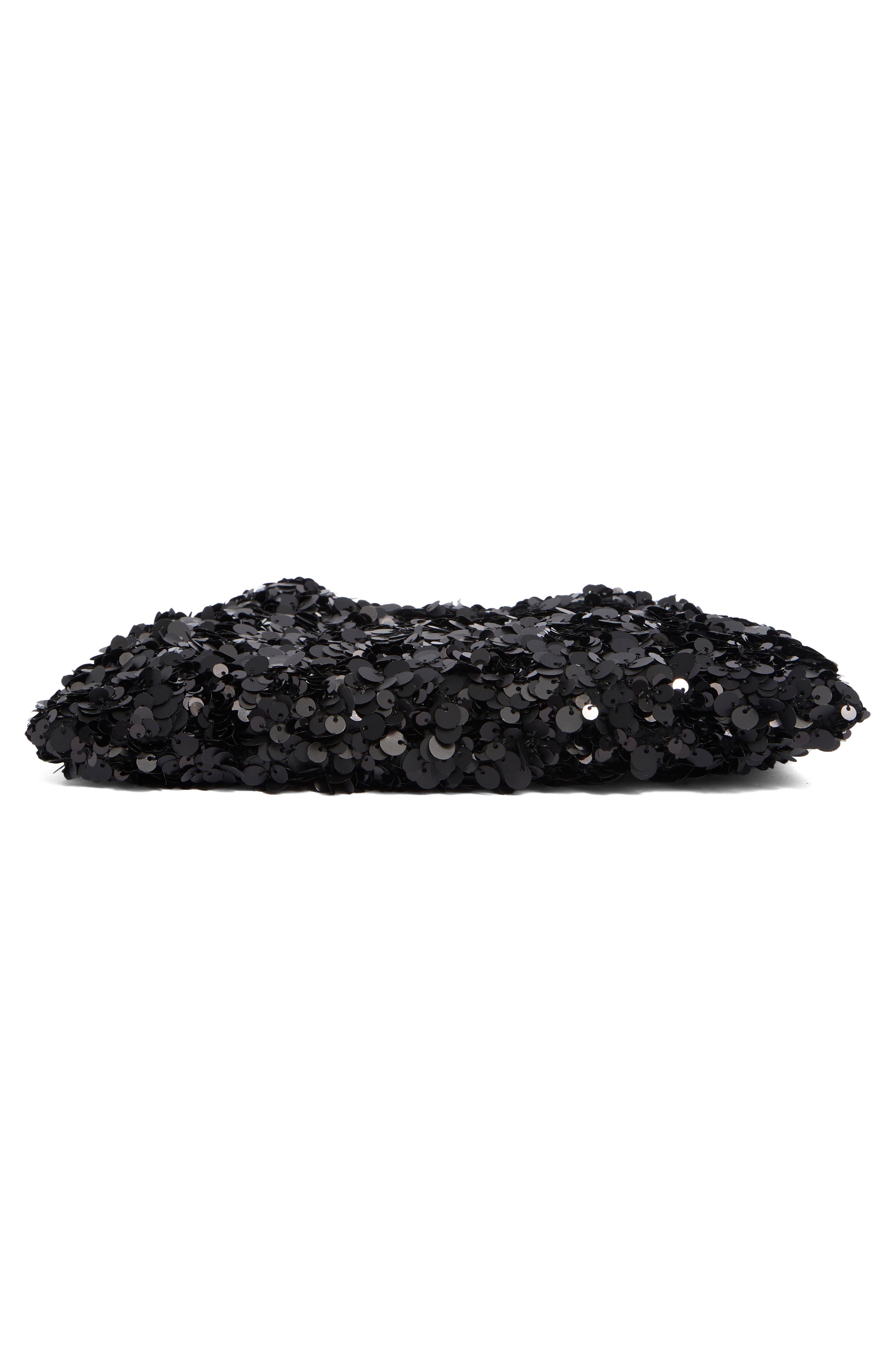 Jessica McClintock Fern Sequin Clutch, Alternate, color, Black