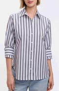 Foxcroft Meghan Stripe Cotton Blend Button-Up Shirt