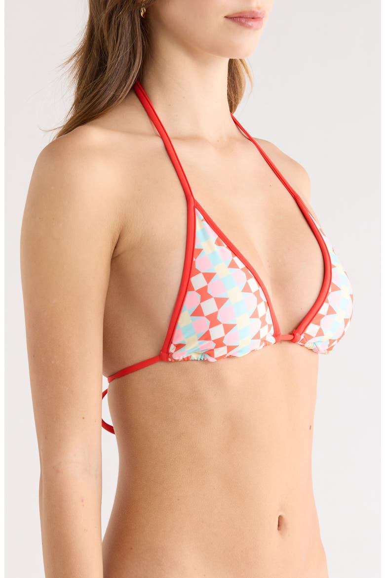 Geomatrix Ginger Bikini Top, Alternate, color, RED