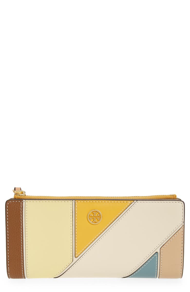 Tory Burch Robinson Patchwork Slim Top Zip Wallet, Main, color,