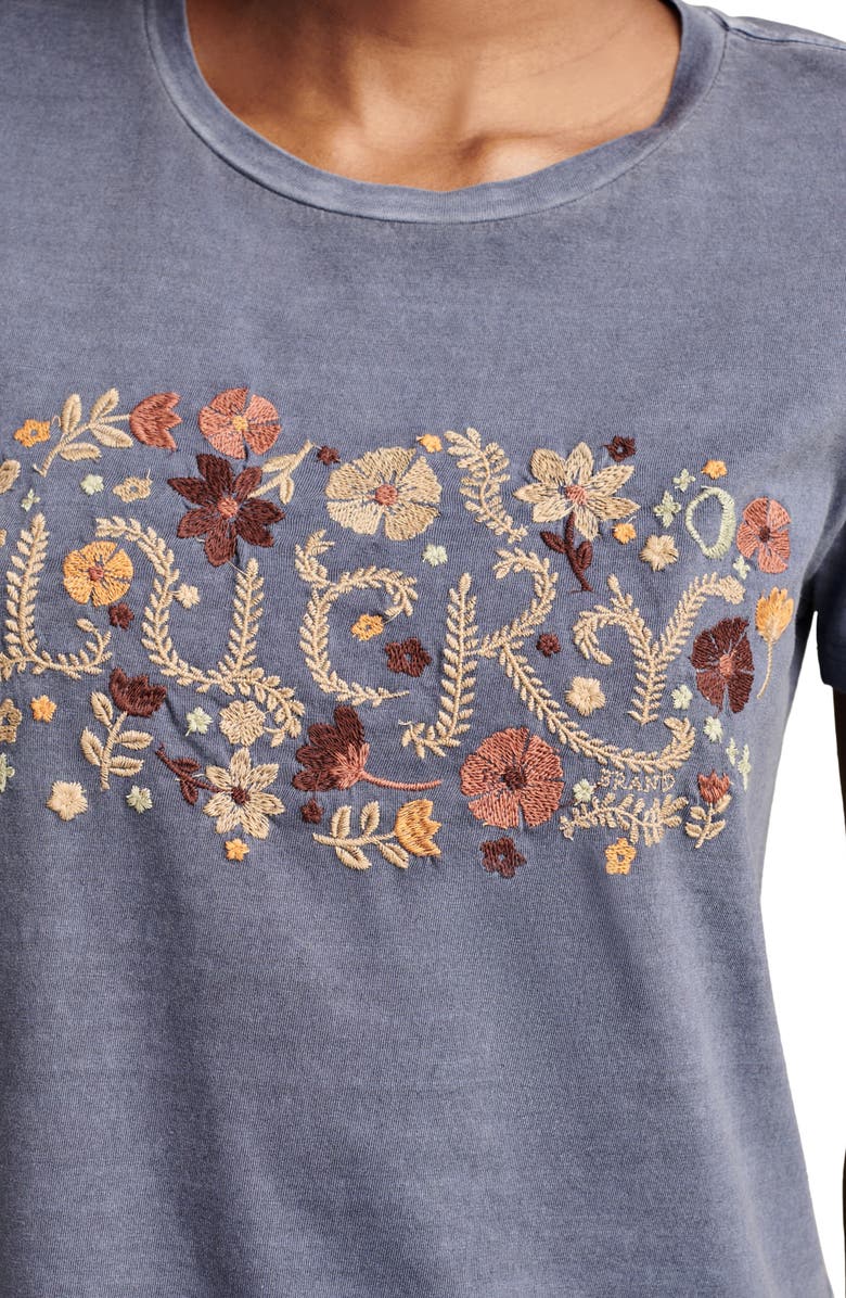 Lucky Brand Floral Embroidered Cotton Graphic T-Shirt, Alternate, color,