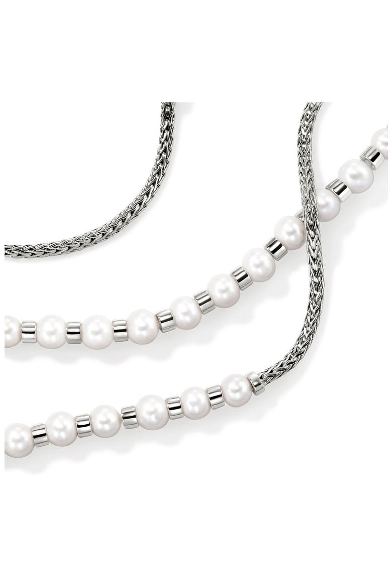 JH Essential Freshwater Pearl Wrap Necklace, Sterling Silver, 2.5mm, Alternate, color, SILVER/PEARL