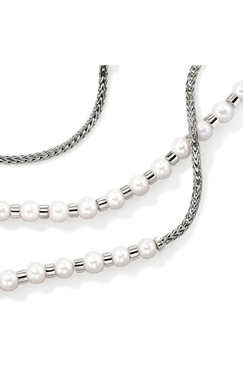 John Hardy JH Essential Freshwater Pearl Wrap Necklace, Sterling Silver, 2.5mm, Alternate, color, Silver/Pearl