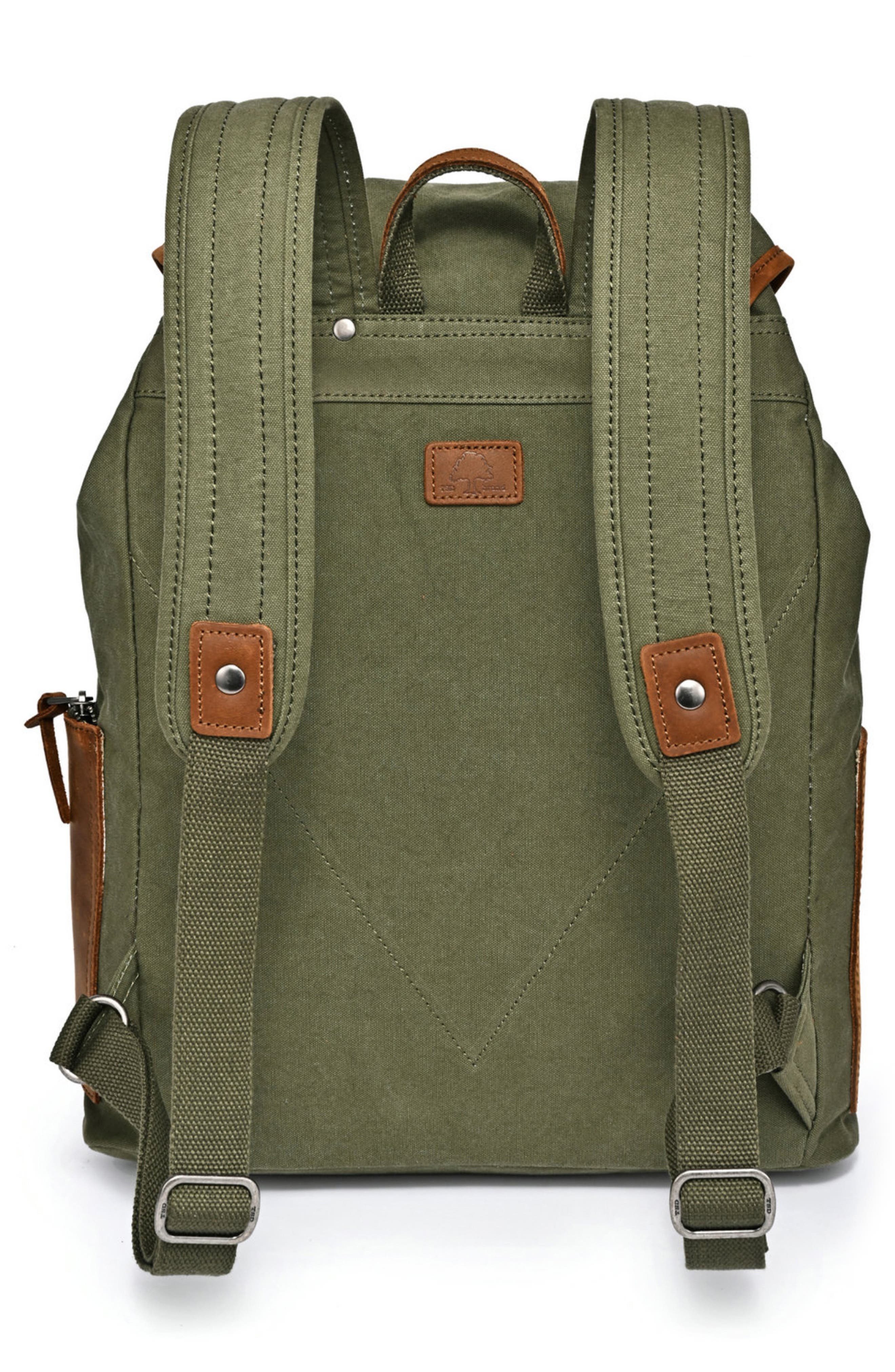 Milo Canvas Leather Backpack, Alternate, color, OLIVE