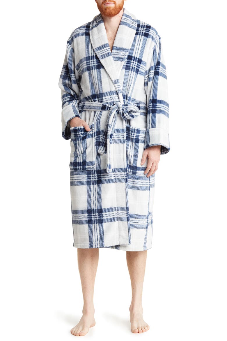 Multi Plaid Robe, Main, color, NAVY