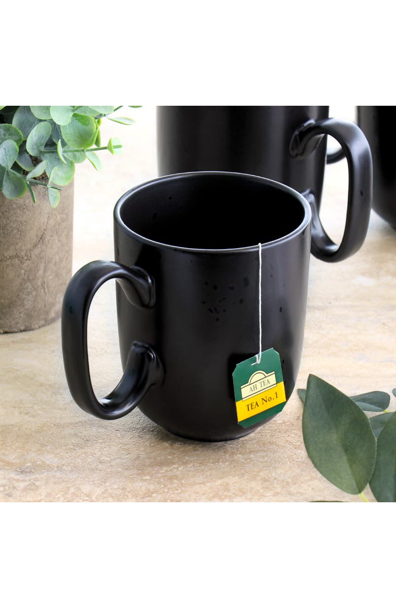 Our Table Landon 4 Piece 15 Ounce Round Stoneware Mug Set, Alternate, color, Pepper