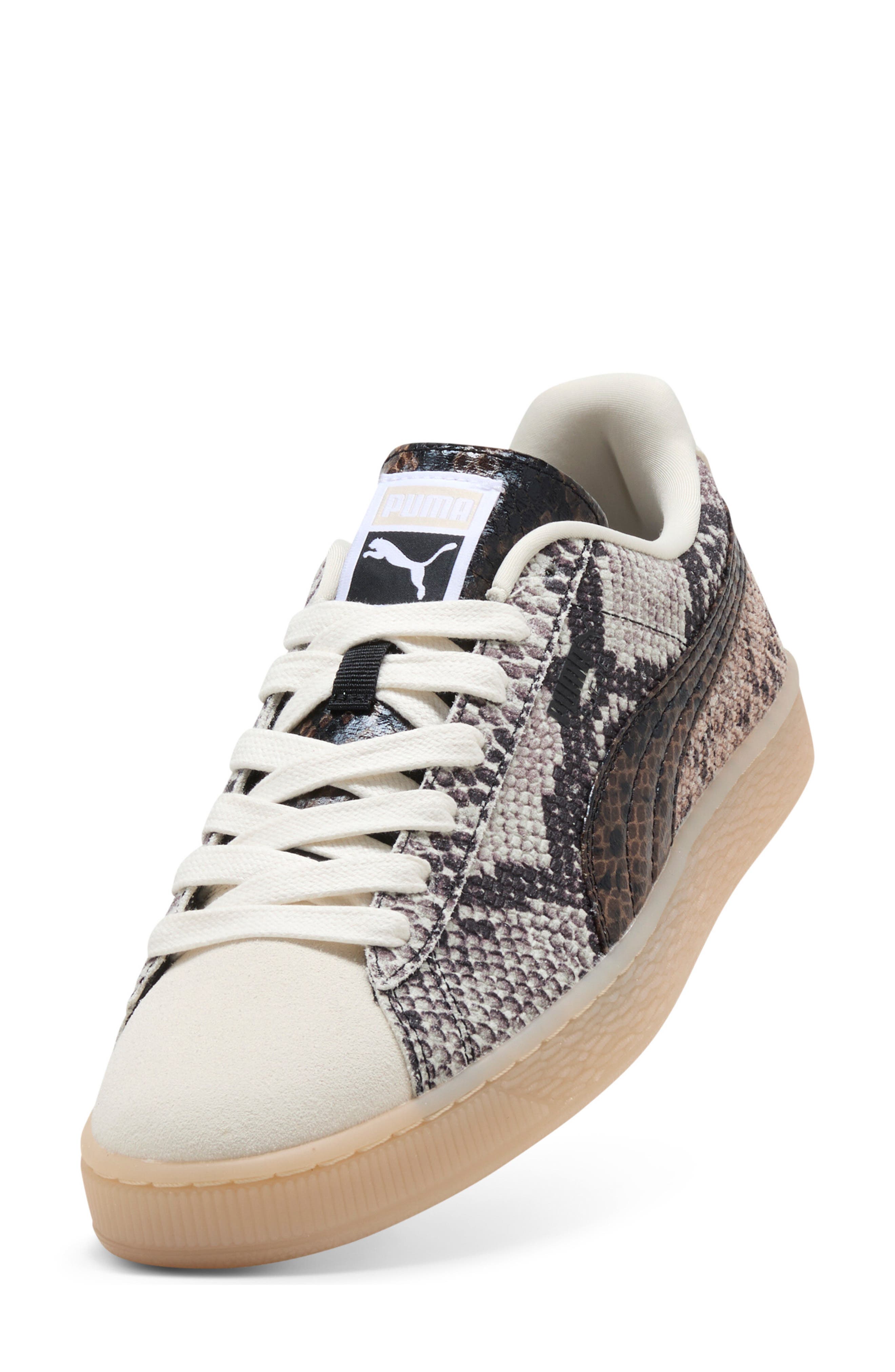 Suede Snake Sneaker, Alternate, color, WHITE