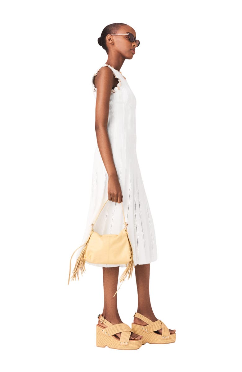 maje Knit dress with gold jewellery, Alternate, color, White