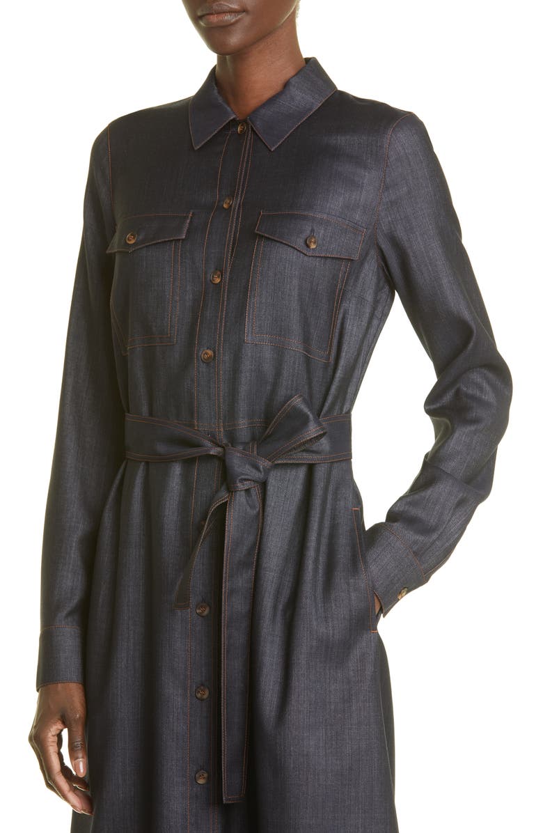 Lafayette 148 New York Sonny Long Sleeve Denim Shirtdress, Alternate, color, 