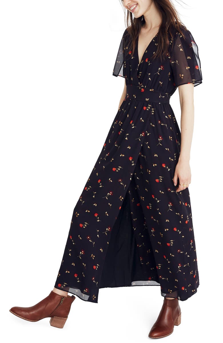 Madewell Tulip Sleeve Maxi Dress, Main, color, 