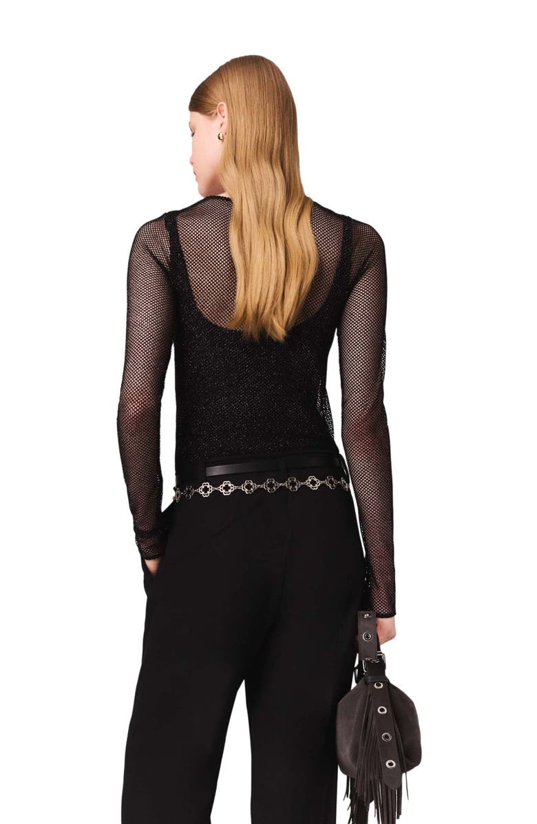 maje Jersey diamanté top, Alternate, color, Black