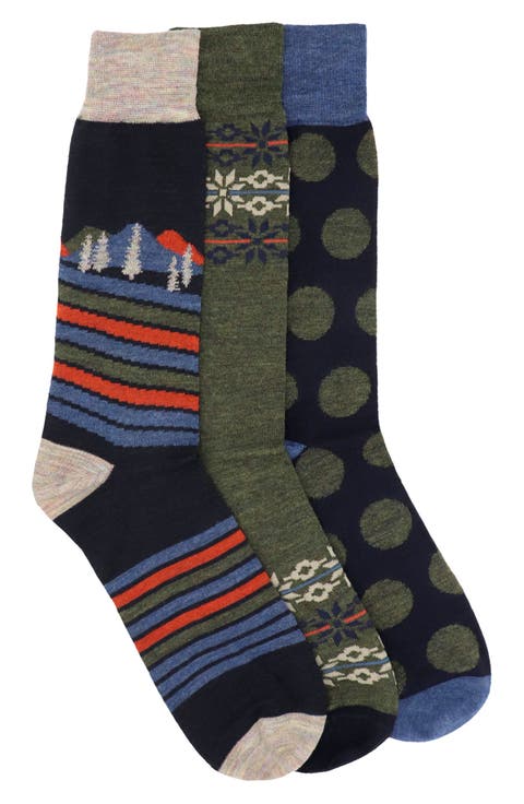 Fairisle Big Dot Patterned Crew Socks - Pack of 3