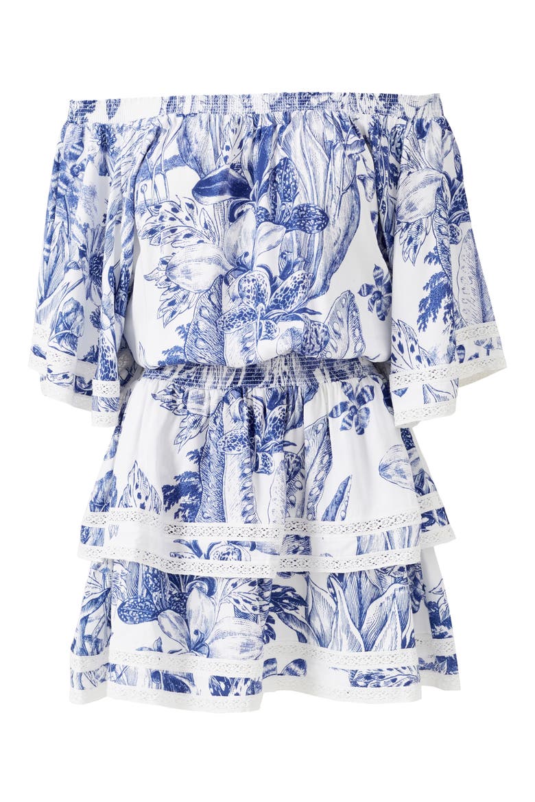 Micha Floral Off the Shoulder Cover-Up Minidress, Alternate, color, PALOMA