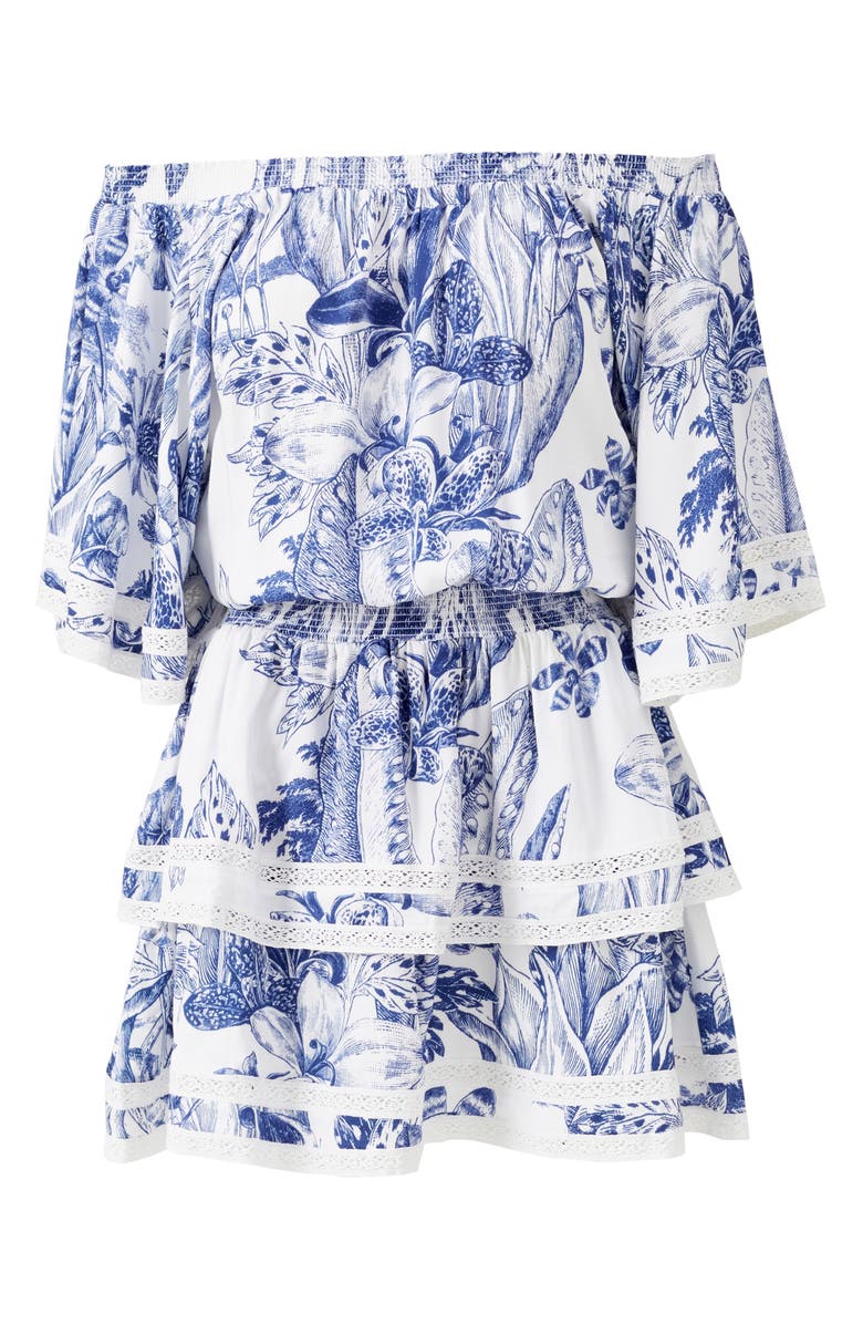 Melissa Odabash Micha Floral Off the Shoulder Cover-Up Minidress, Alternate, color, 