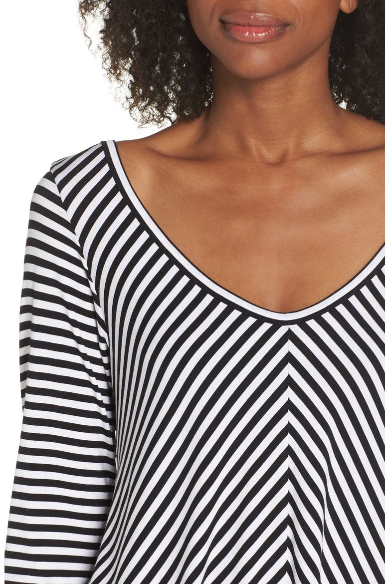 Miranda Stripe Lounge Tee, Alternate, color, BLACK/ WHITE