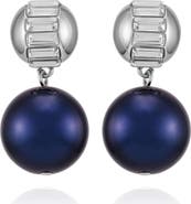 Vince Camuto Pearl Drop Earrings with Baguette Accents