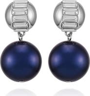 Vince Camuto Pearl Drop Earrings with Baguette Accents