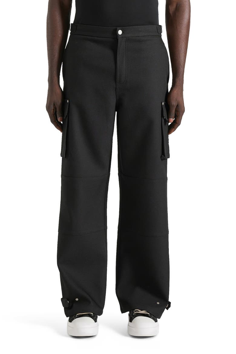 Mathis Twill Signature Wide Leg Cargo Trousers, Alternate, color, Black