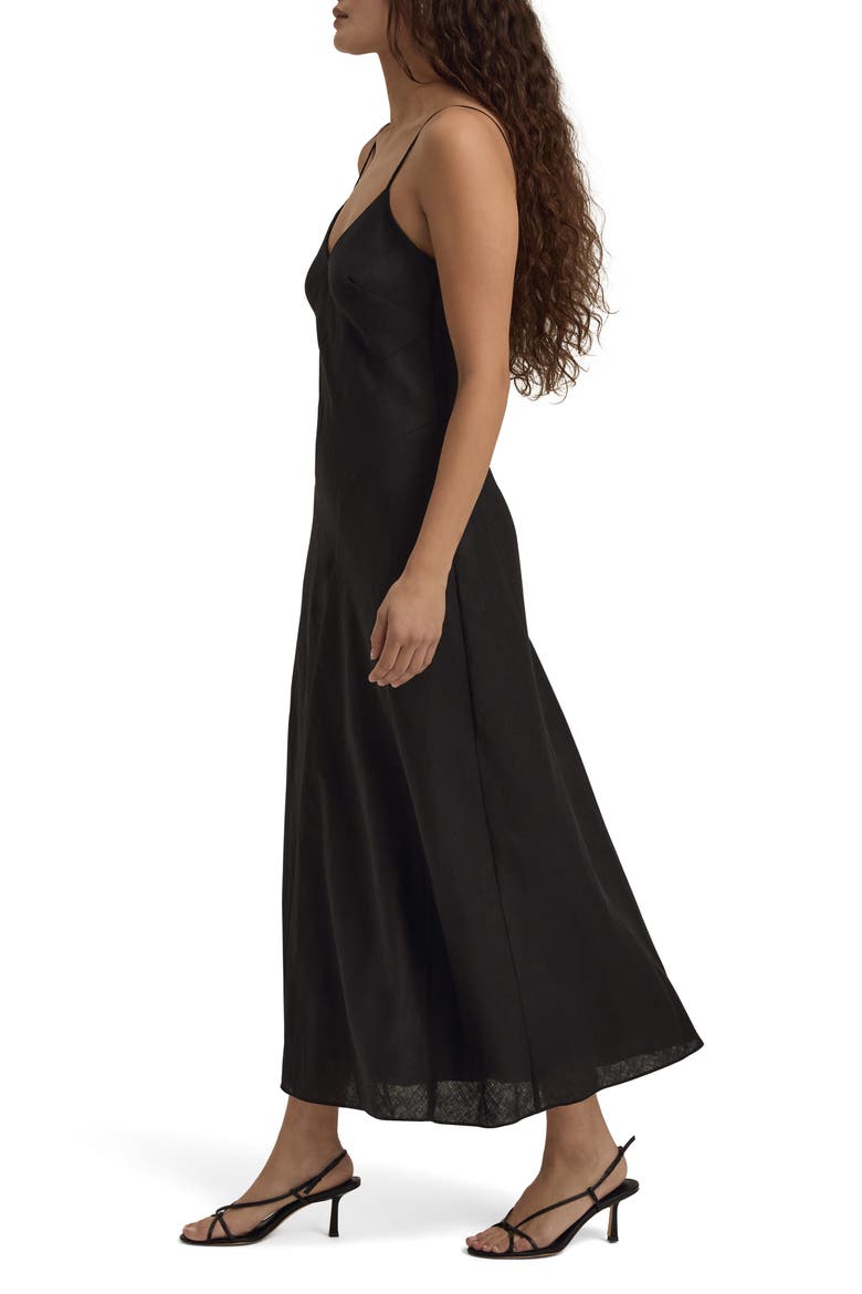 The Josette Linen Slipdress, Alternate, color, BLACK