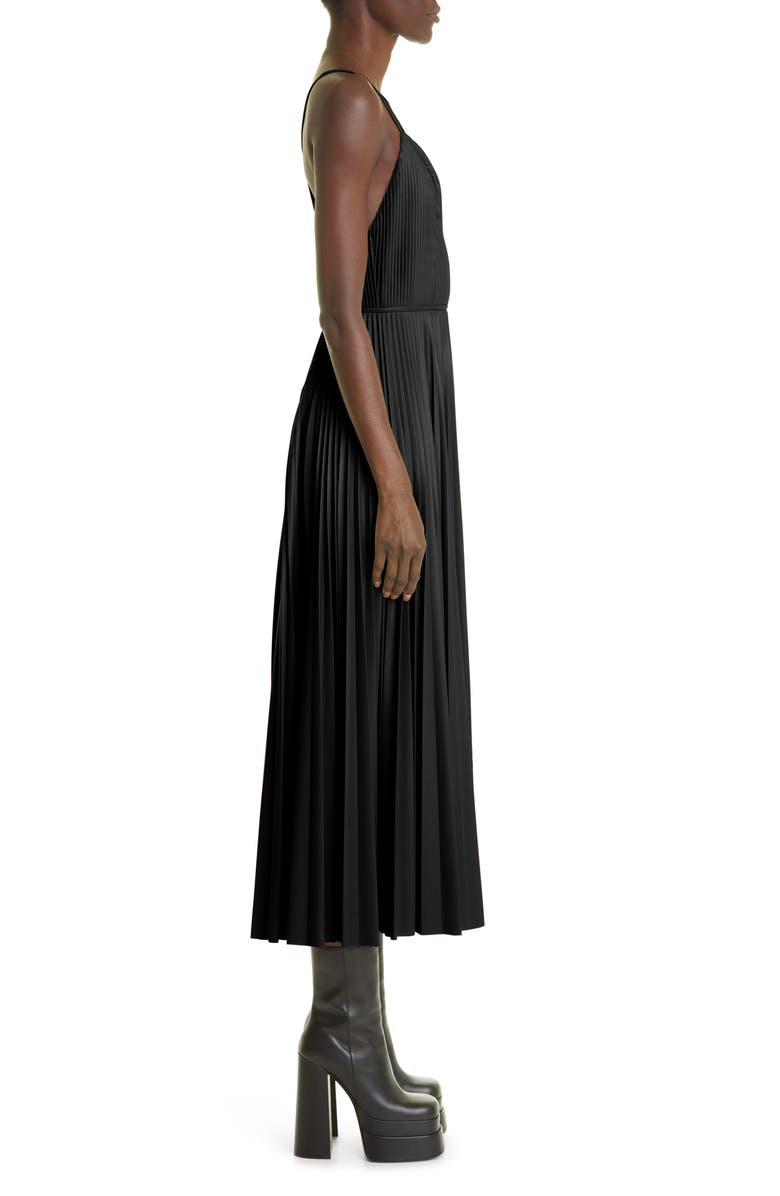 Altuzarra Maggiore Pleated Faux Leather Dress, Alternate, color, Black