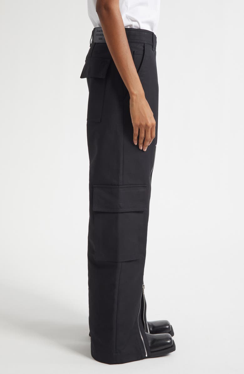 Acne Studios Pytail Layered Cotton Sateen Cargo Pants, Alternate, color, Black