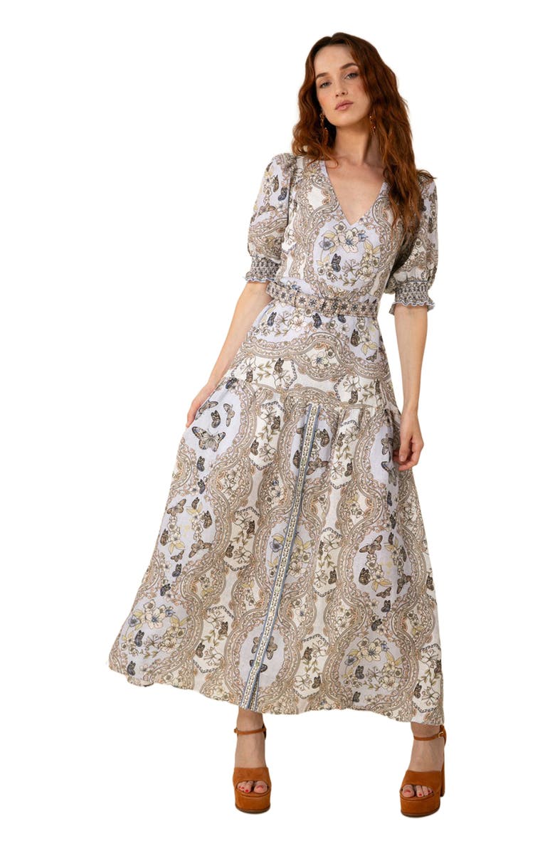 Hale Bob Blair Linen Maxi Dress, Alternate, color, 