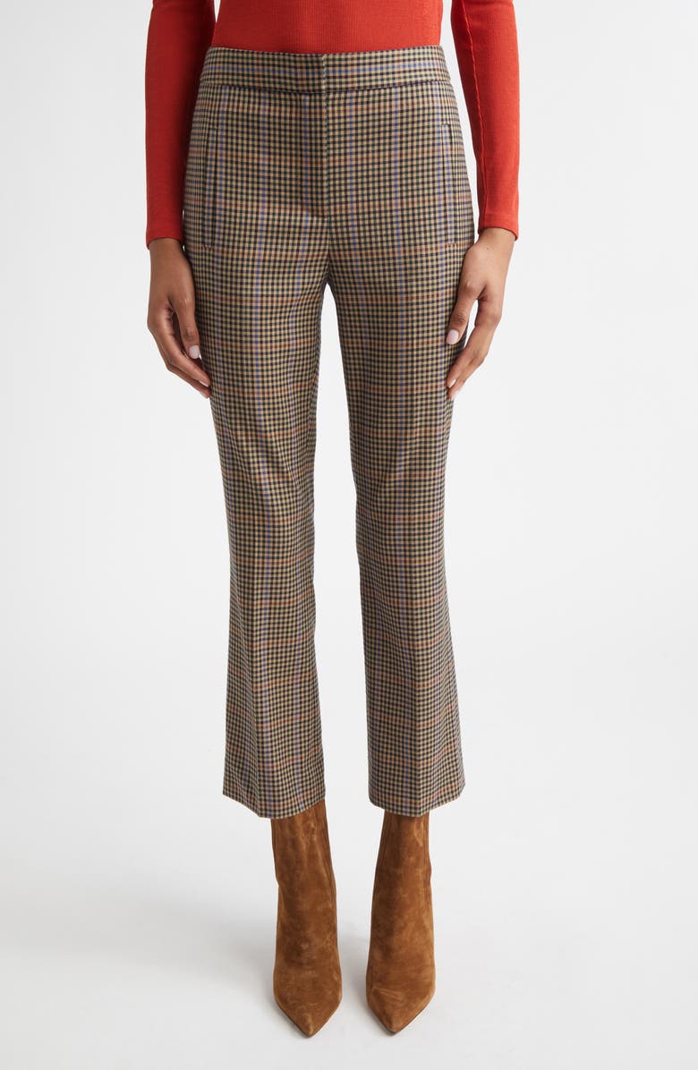 Veronica Beard Arte Plaid Crop Pants, Main, color, Russet Multi