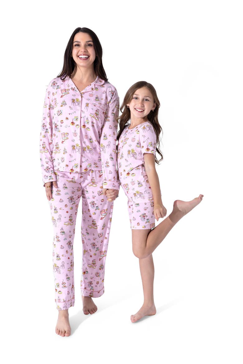 Tea Party Kids 2-Piece Short Sleeve & Shorts Pajama Set, Alternate, color, Tea Party