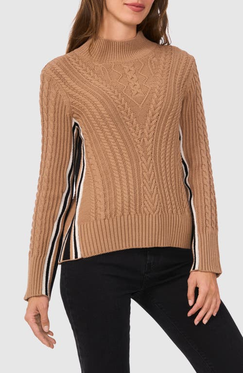 Halogenr Halogen(r) Mixed Cable Mock Neck Sweater In Brown