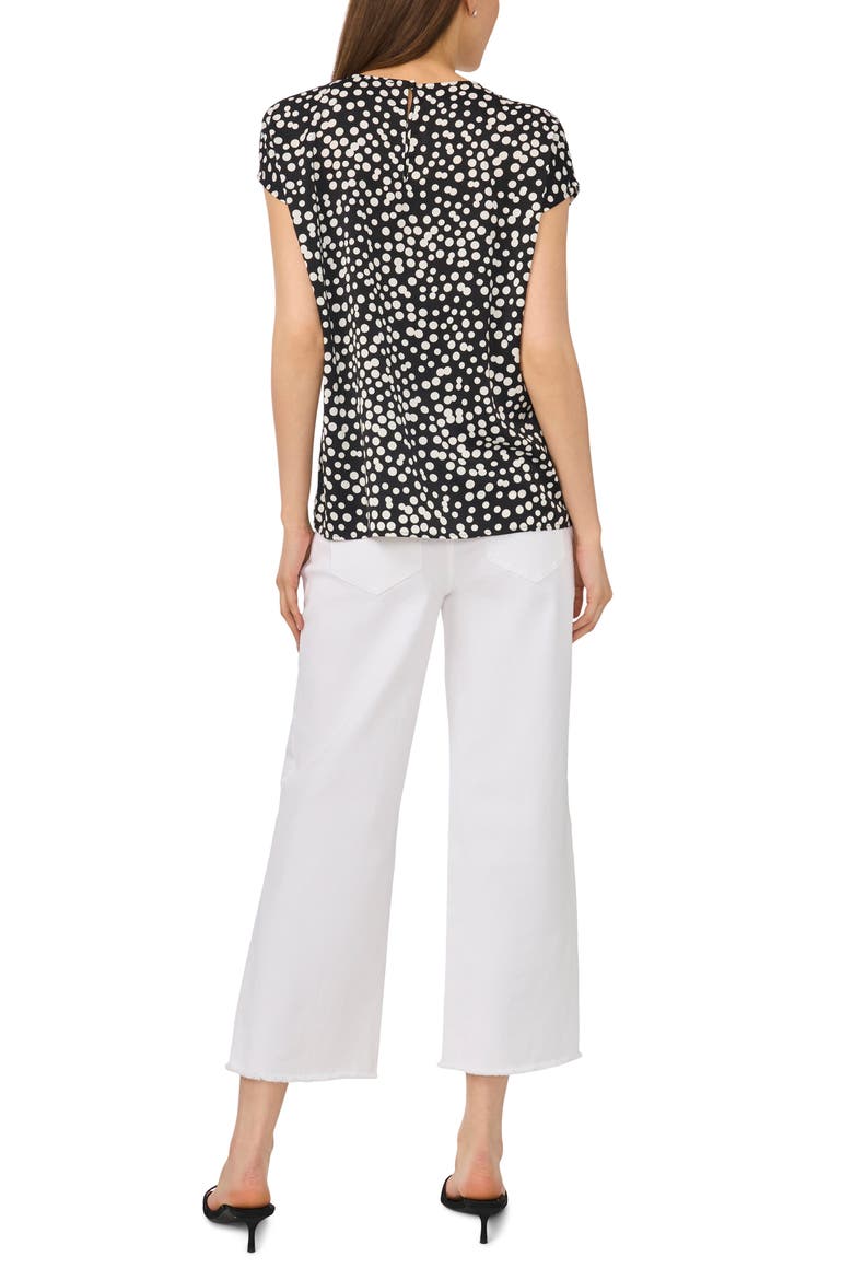 Polka Dot Crepe Top, Alternate, color, RICH BLACK