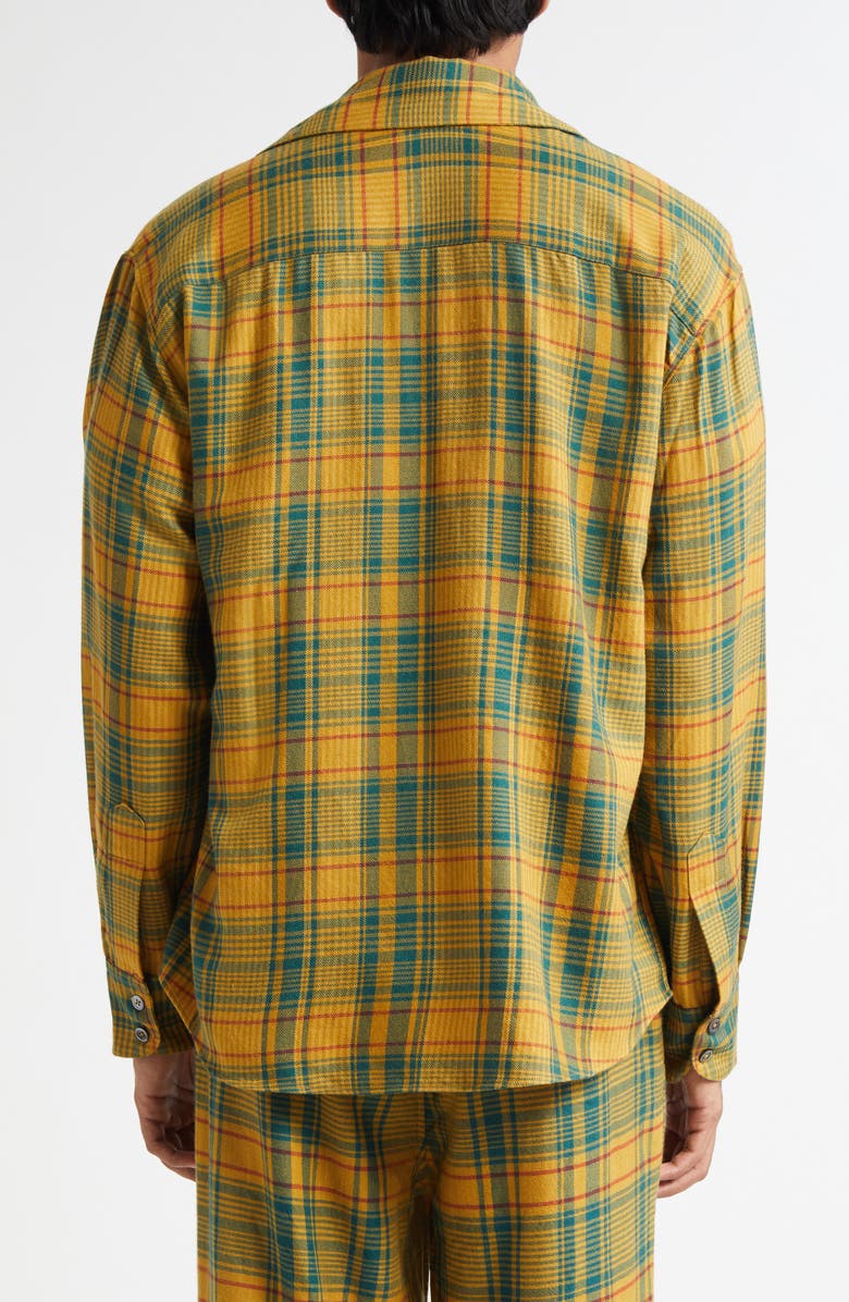 The Elder Statesman Plaid Pashmina Big Cashmere & Wool Button-Up Shirt, Alternate, color, Sunshine Plaid
