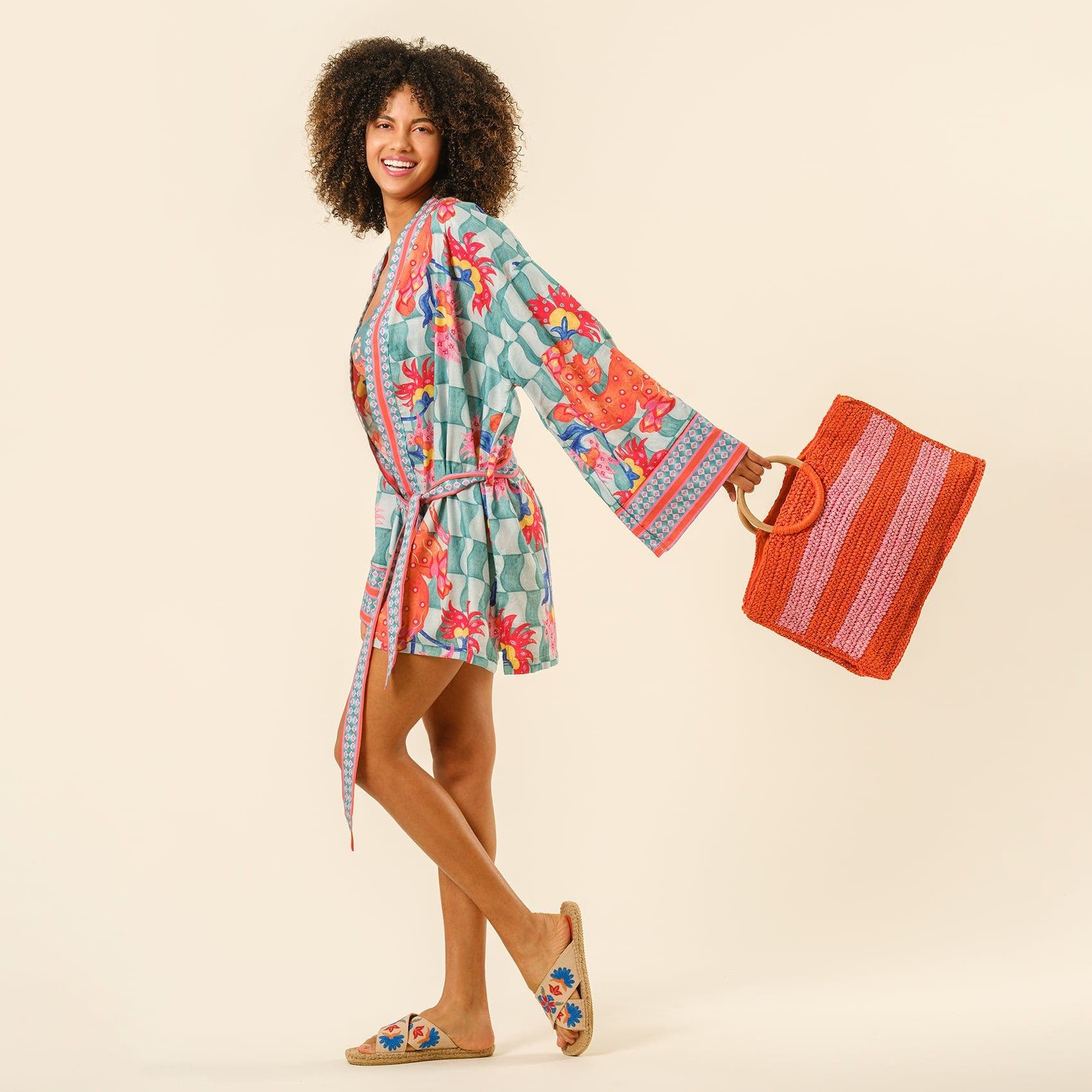 Zsa Zsa Zsu Delhi 100% Raffia Shoulder Bag 17X14 In, Alternate, color, Red-Pink