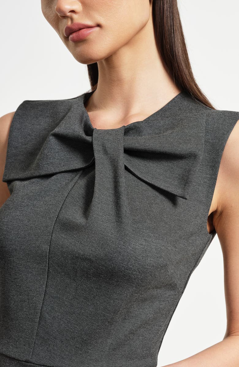 Isaac Mizrahi New York Sleeveless Bow Ponte Minidress, Alternate, color, Charcoal Grey