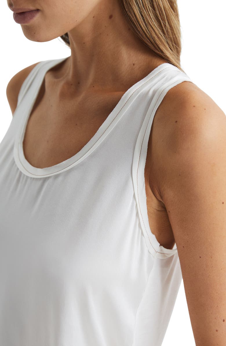 Reiss Riley Mixed Media Silk Blend Tank, Alternate, color, White